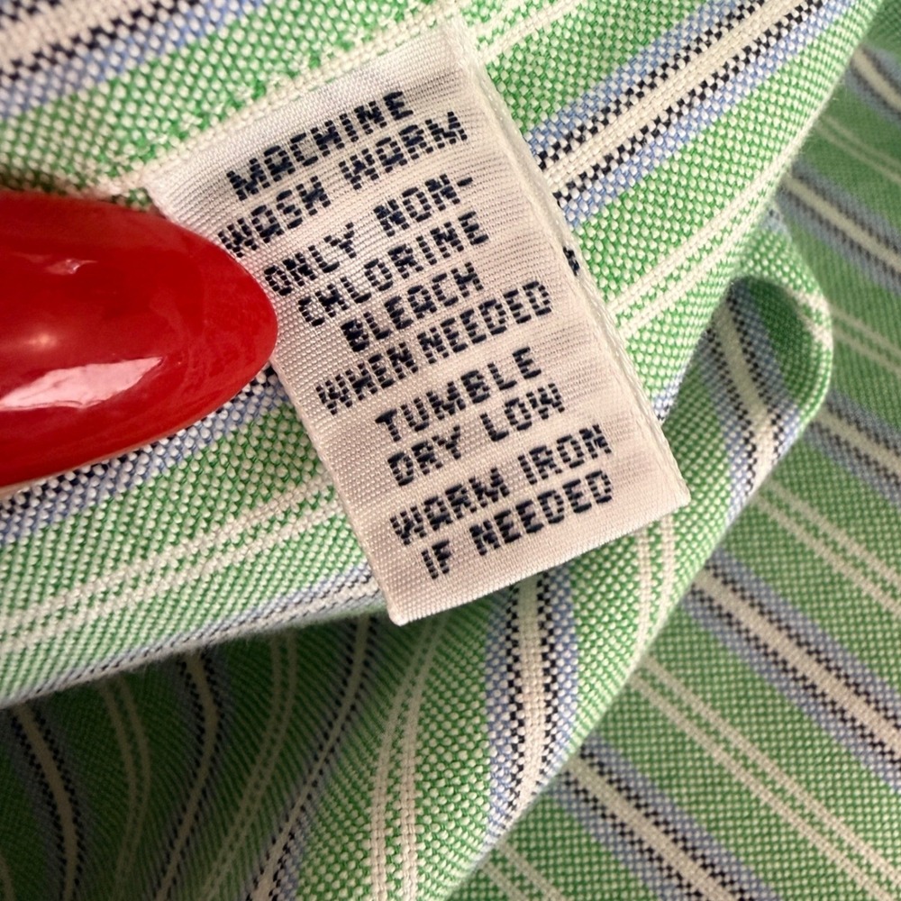 Ralph Lauren Button Down Mens Large Pre-Owned Pastel Green Striped Custom Fit - Picture 14 of 15